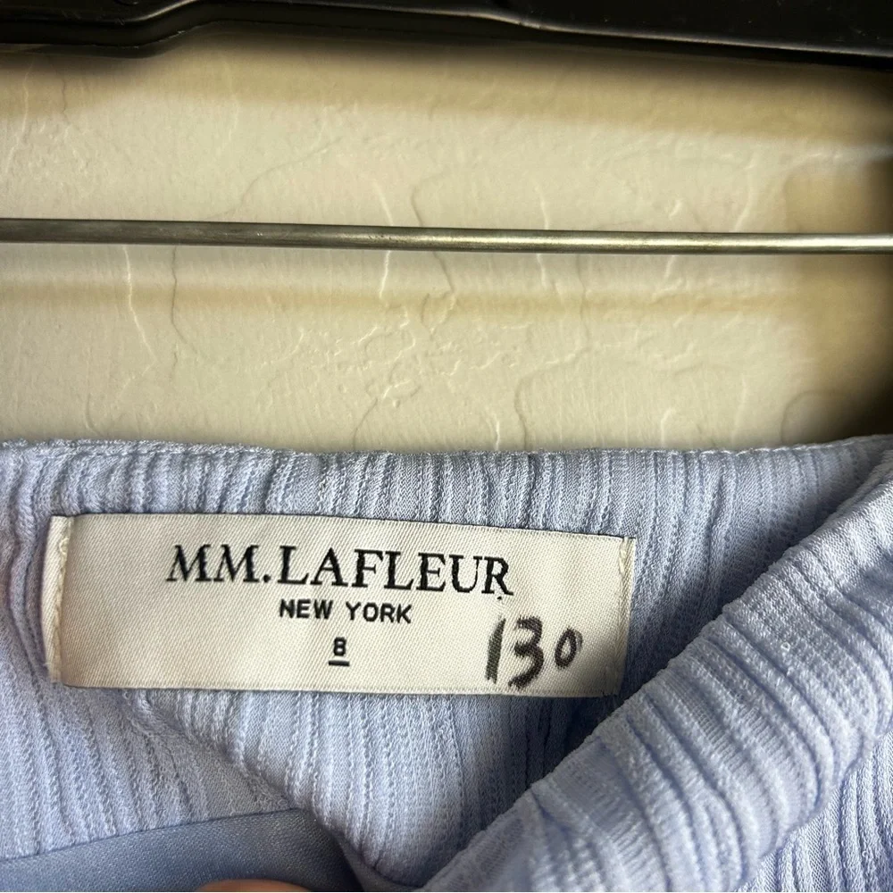 NWT M.M. LaFleur Willoughby midi Skirt Pleat Jersey light blue Size 8 - Picture 4 of 9